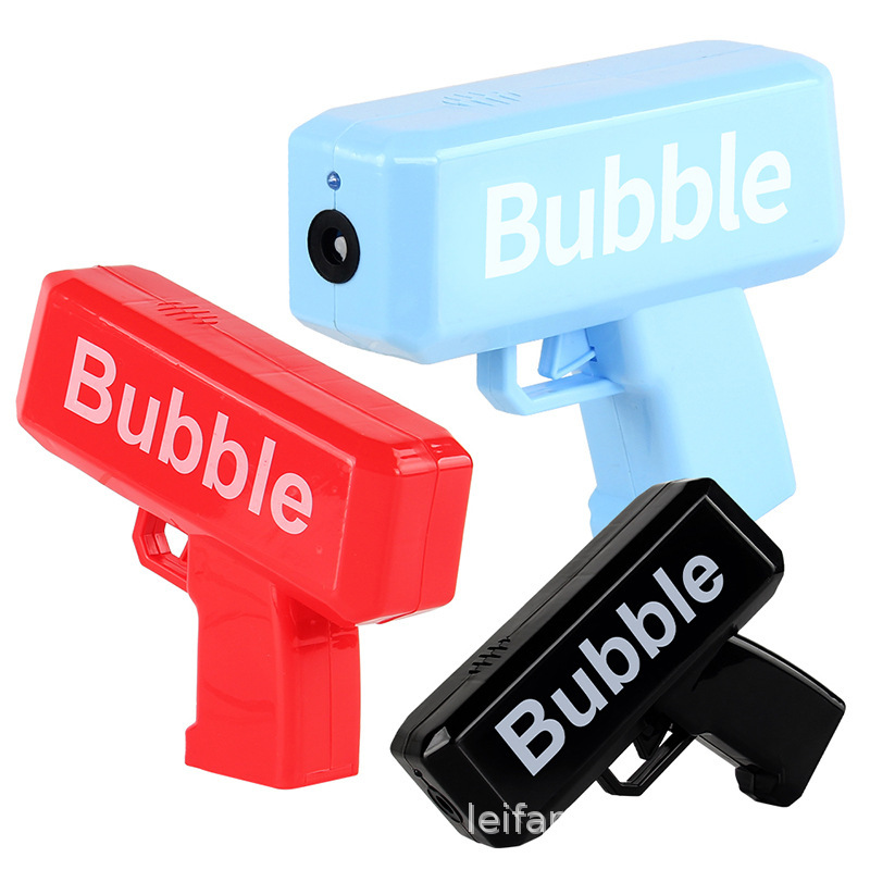 The upgraded version of the new children's summer electric light and music money spray gun bubble machine with multiple holes Application Scenario