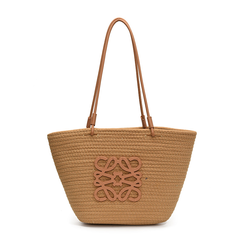 Cross-Border Straw Weaving Bag, French Straw Weaving Bag, New Women's Summer Seaside Vacation Beach Bag, Large-Capacity Tote Bag, Vegetable Basket Bag, Handcrafted Straw Weaving Bag Item Picture