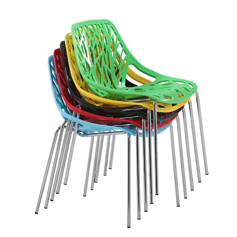 Starry Sky Simple and fashionable plastic backrest chair, casual outdoor PP eco-friendly thickened plastic chair, fast food stall hollowed-out chair Item Picture