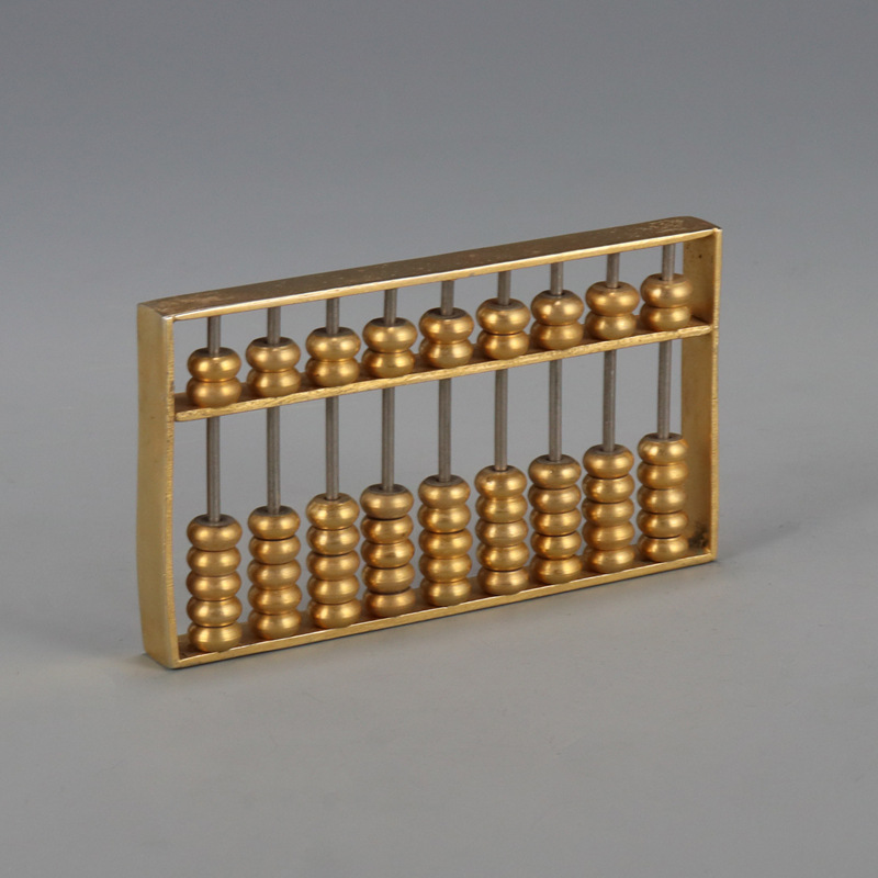 An old-fashioned abacus made of pure copper, a small collectible for antiques details Picture