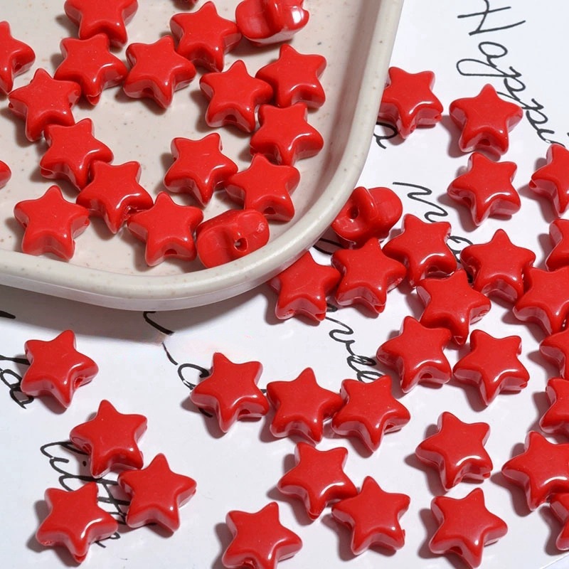diy jewelry accessories: Luminous star bracelet beads 11mm acrylic macaron colorful five-pointed star scattered beads details Picture