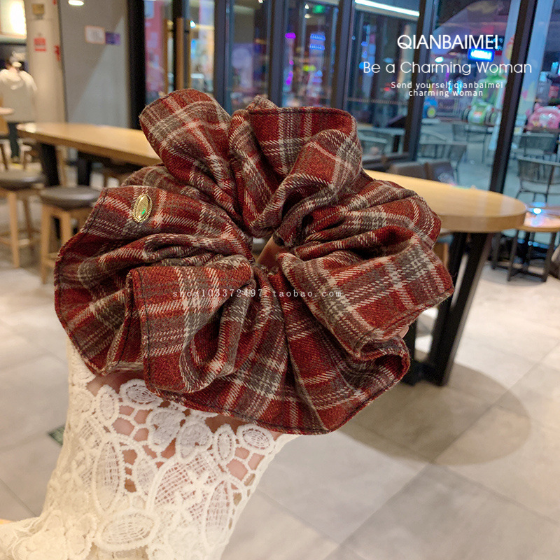 Zhao Lusi's same French high-end large intestine hair band, simple and elegant, versatile low ponytail bun hair rope autumn and winter accessories
