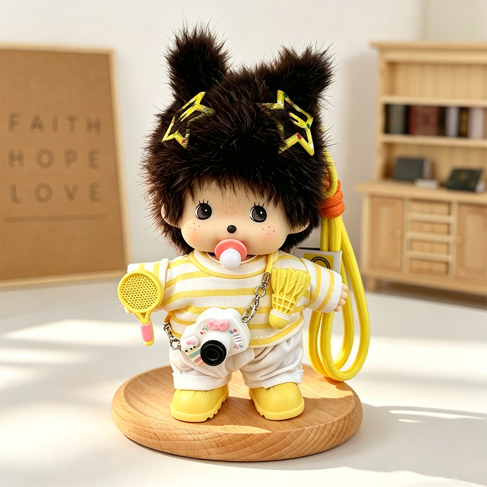 新款蒙奇奇挂件娃衣潮玩公仔夏日休闲条纹套装玩偶娃娃服饰玩偶 Application Scenario