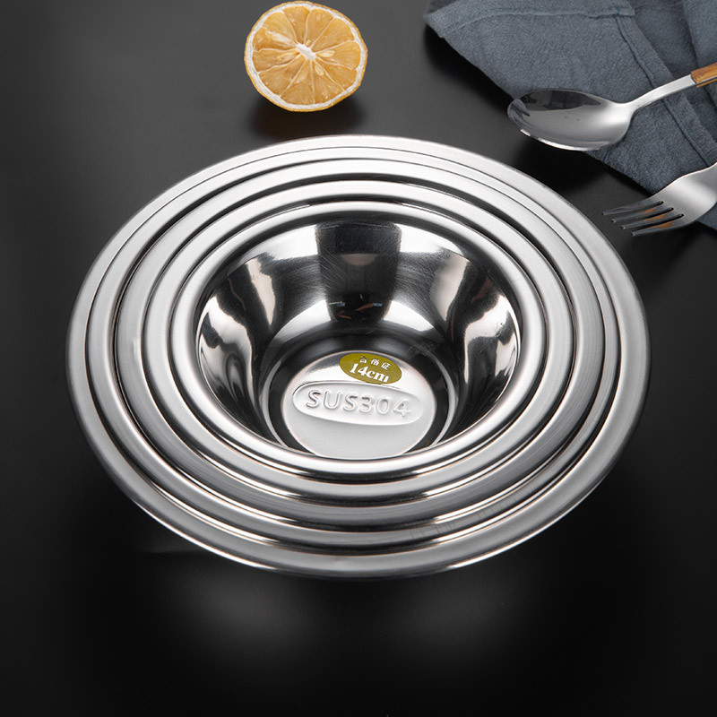 Cross-border stainless steel wide-edge bowl, kitchen multi-functional side dish and seasoning basin, commercial canteen food-grade soup rice bowl Application Scenario