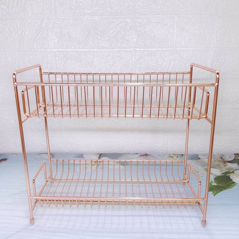Nordic gold direct supply desktop multi-layer cosmetics shelving, ironwork kitchen shelving, 2-layer shelving details Picture