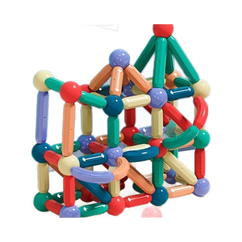 Cross-border versatile magnetic rod building blocks, large particle toys, children's smart cards, magnetic bat assembly gift box set Item Picture
