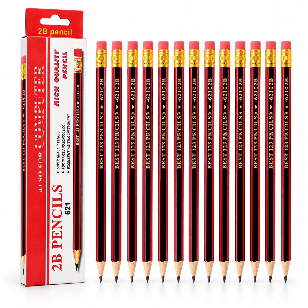 Hexagonal log 12pcs pack 2B lápiz escritura diaria dibujo de los estudiantes papelería dibujo de los niños lápiz de dibujo Item Picture
