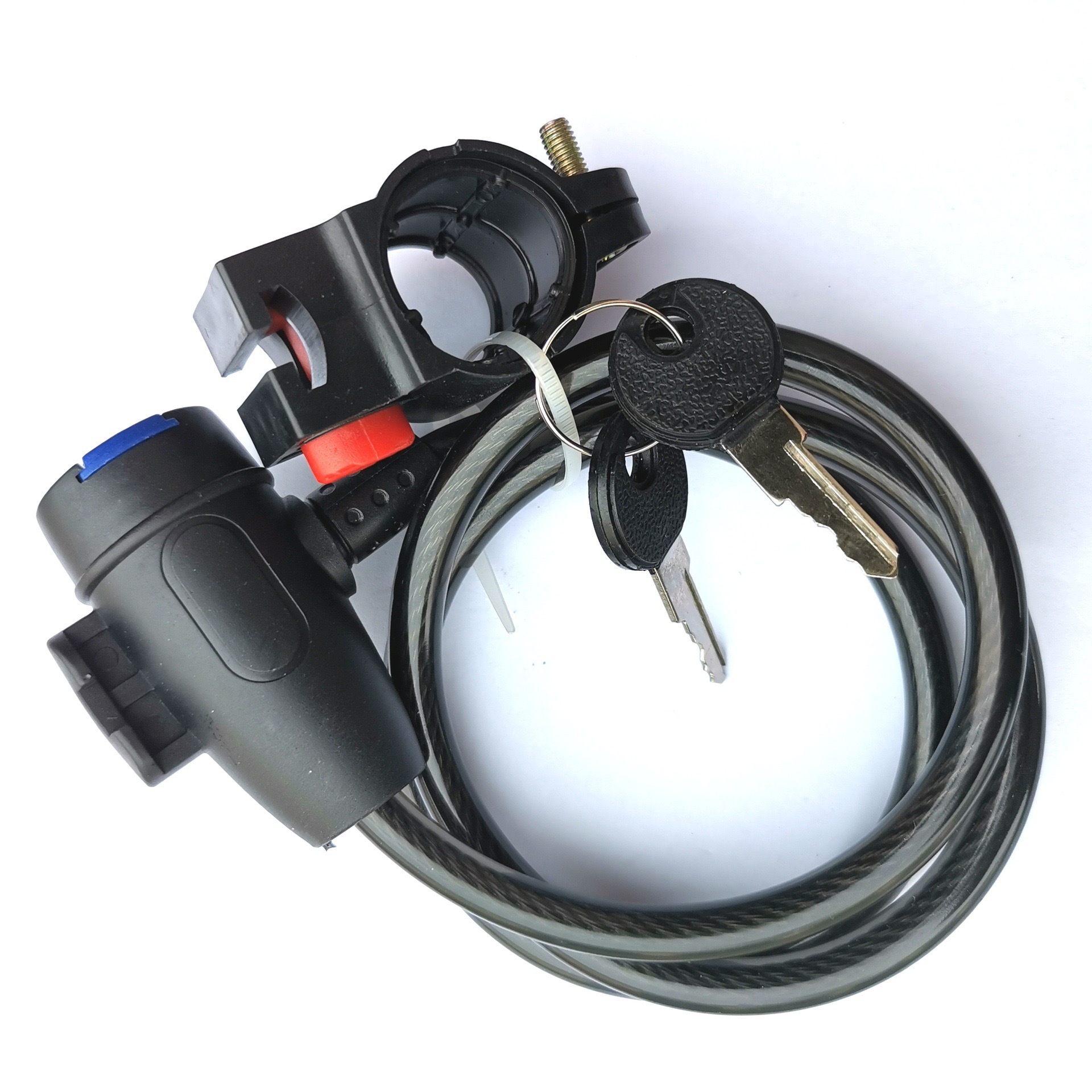 Bicycle anti-theft lock with lock frame, circular key lock, 7.5 cm in diameter and 85cm in length, bicycle steel cable lock, bicycle accessories Application Scenario