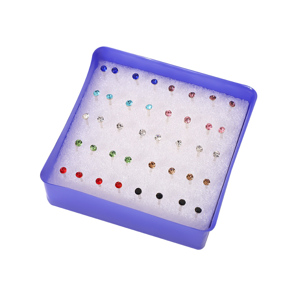 Korean-style colored resin ear studs, niche and high-end plastic earrings, fashionable rhinestone ear stud set, PDD ear bone studs Item Picture