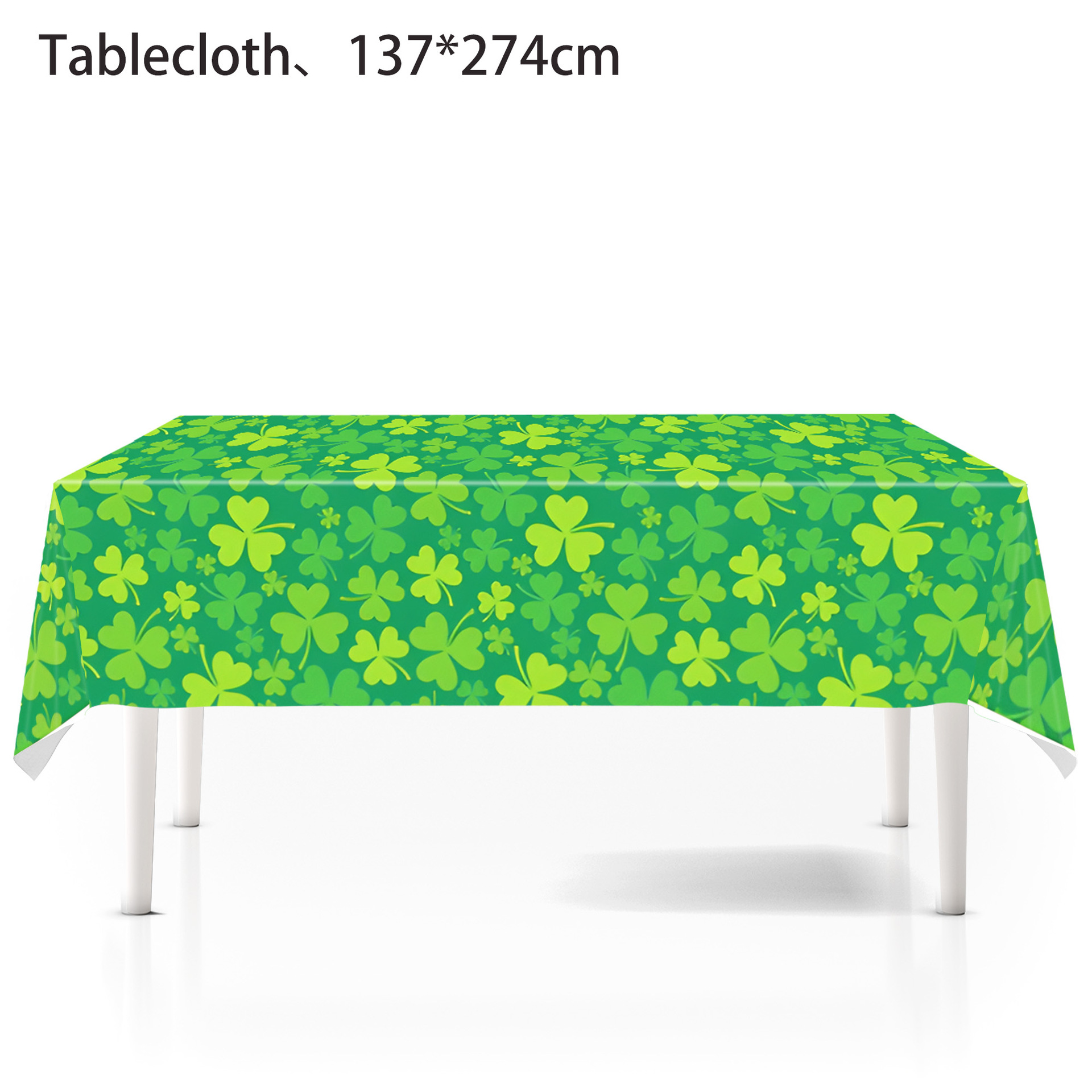 跨境新款圣帕克里节三叶草金币一次性桌布派对场景布置装饰用品产品图