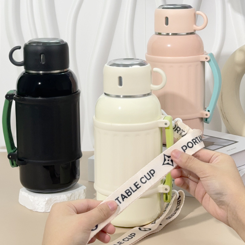 新款大容量保温杯316不锈钢便携户外运动保温壶旅行壶双盖水杯子细节图