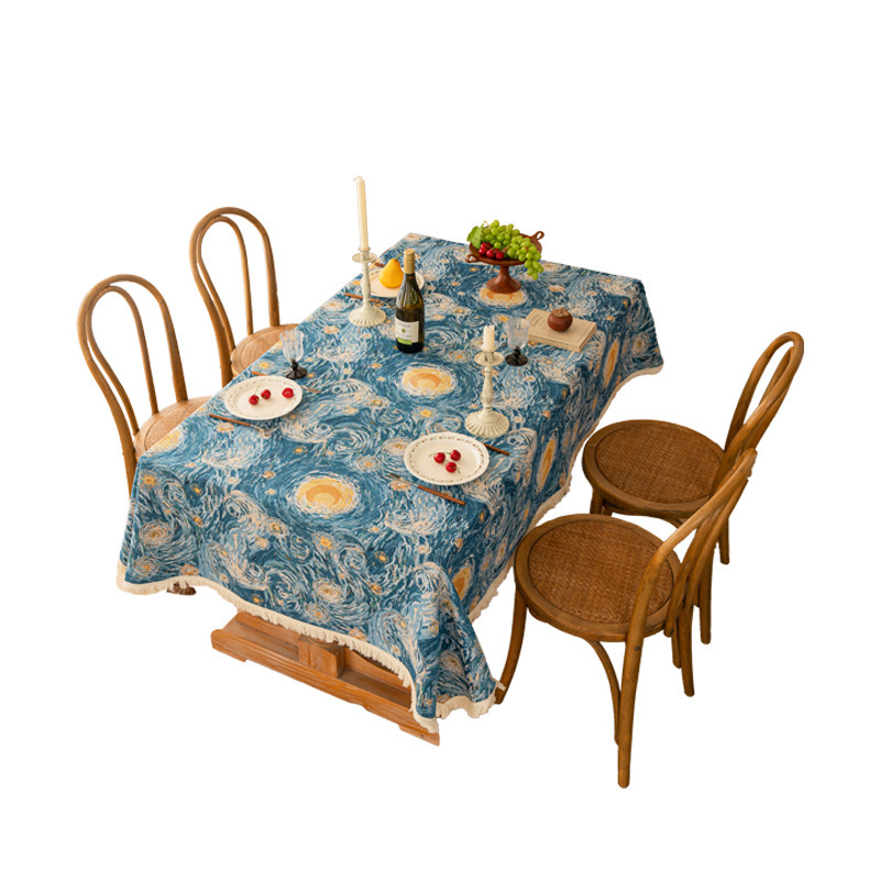 加厚油画风提花布艺桌布美式棉麻餐桌布茶几布长方形盖巾家用台布详情图5