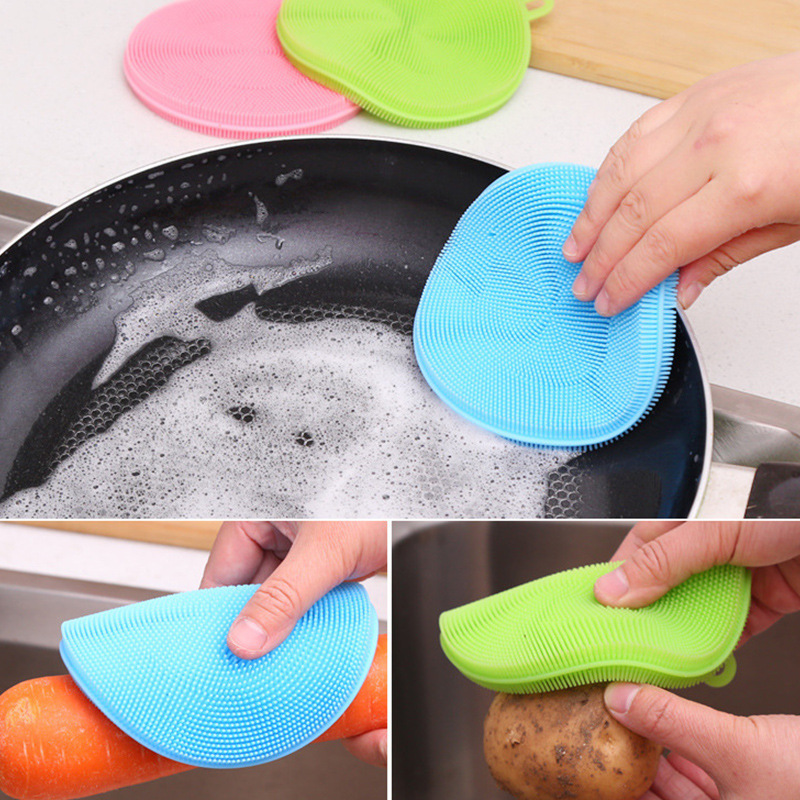 Kitchen pot washing, scrubbing and dishwashing magic tool, cleaning brush, scouring pad, silicone dishwashing cloth, special non-stick dishwashing brush, rag Specification image