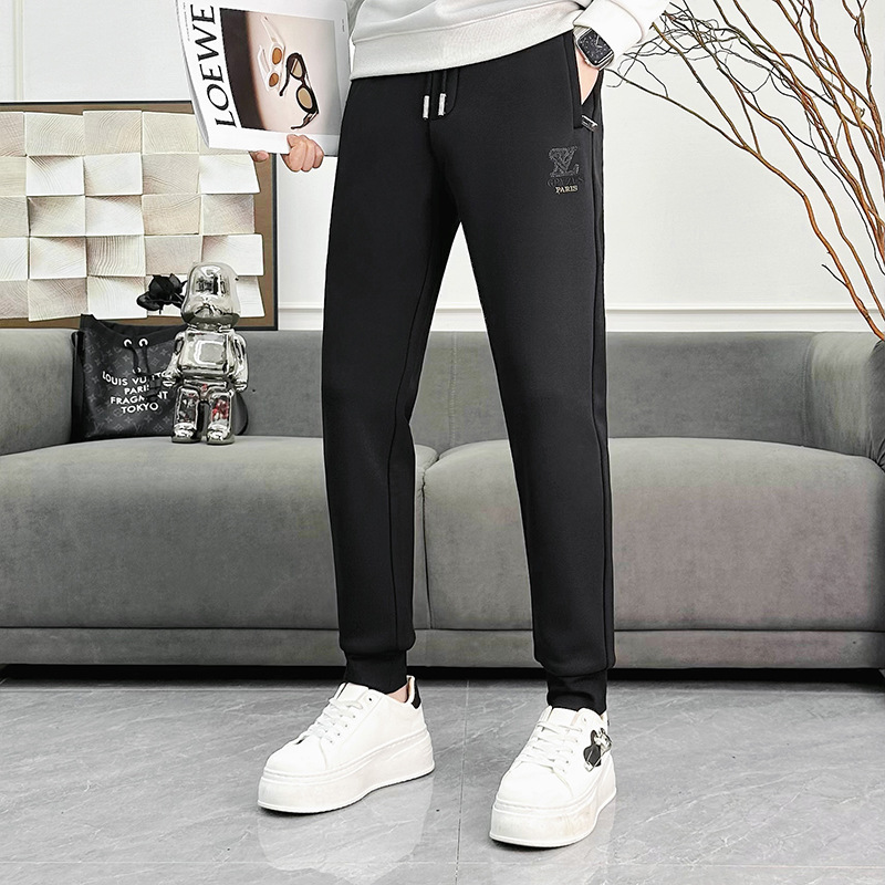 2025 New autumn and winter skinny casual pants, sweatpants, men's sportswear pants, men's fleece sportswear pants details Picture