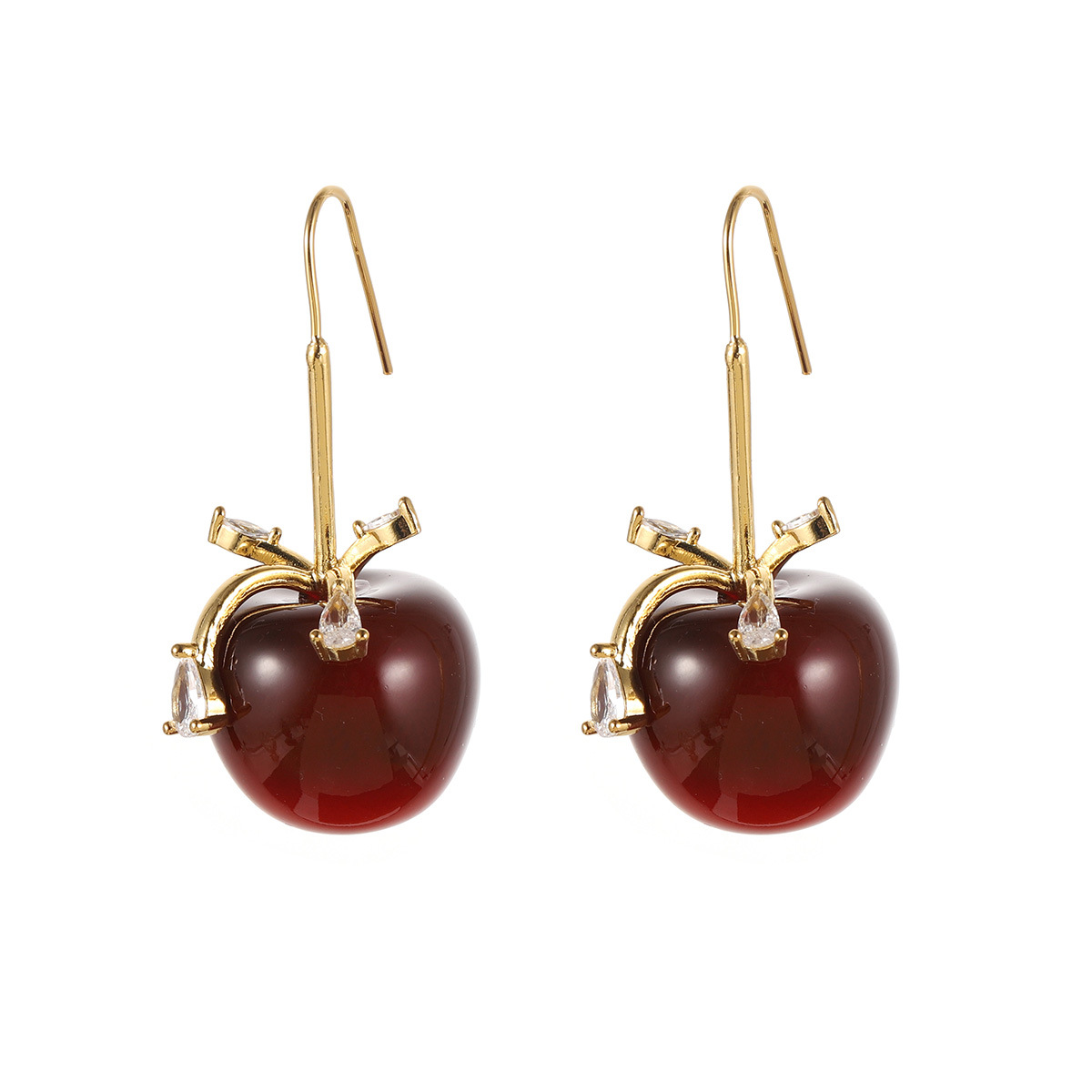 Wine red cherry earrings for the New Year and Christmas, light luxury and high-end stud earrings, autumn and winter niche design earrings, New Year earrings Item Picture