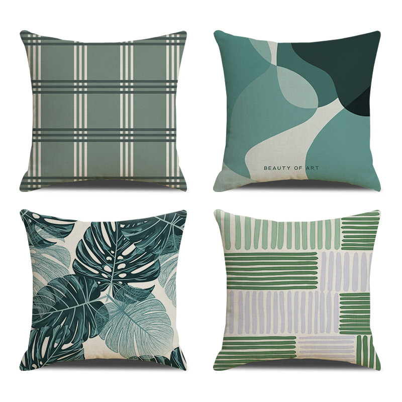 跨境现代简约几何植物印花床头靠枕套侧睡ins风办公室抱枕批发