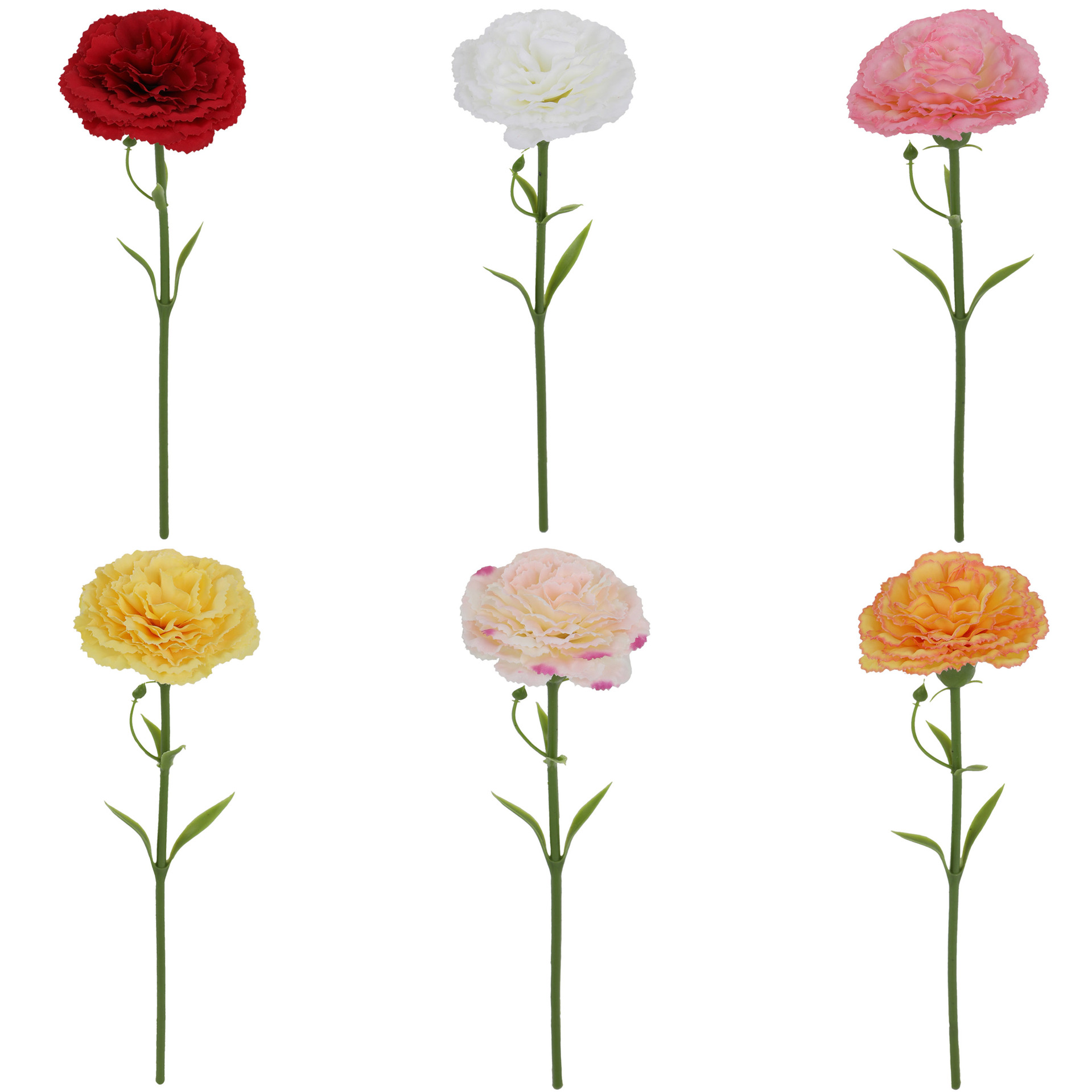 仿真花单枝康乃馨假花绢花家居酒店装饰婚礼餐桌装饰拍照道具批发白底实物图