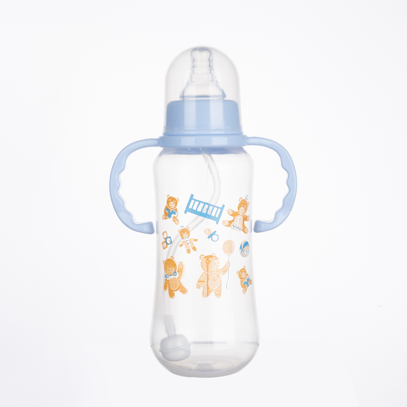 外贸婴儿喂养奶瓶280ml带手柄标准口径防摔奶瓶母婴用品厂家批发