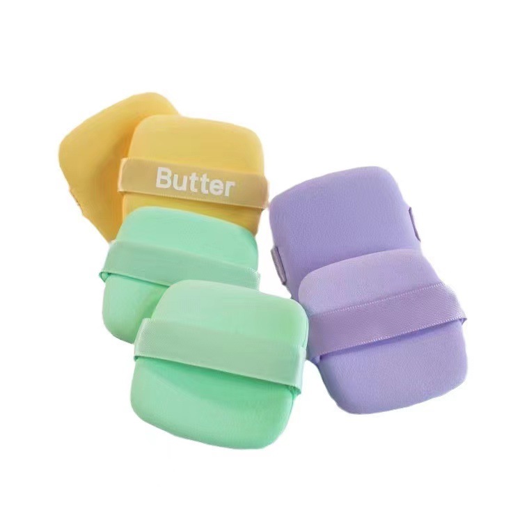 黄油饼干粉扑定妆不吃粉q弹方形化妆海绵气垫遮瑕不卡粉美妆用具白底实物图