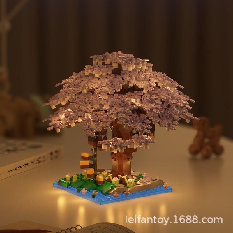 Cross-border compatible LEGO cherry Blossom Tree house street view model ornaments, educational building blocks, children's toys, girls' gifts Application Scenario