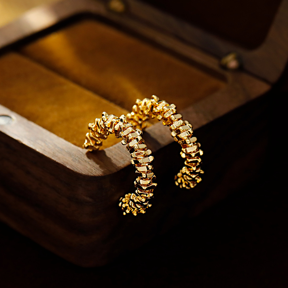 Hyacinth925 Silver needle and broken silver, high-end ring ear studs, Douyin hit round face earrings, niche design, simple earrings Application Scenario