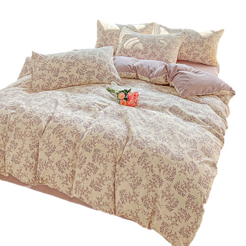 Soft, simple and fresh style quilt cover, pure cotton 60-piece four-piece bedding set Item Picture