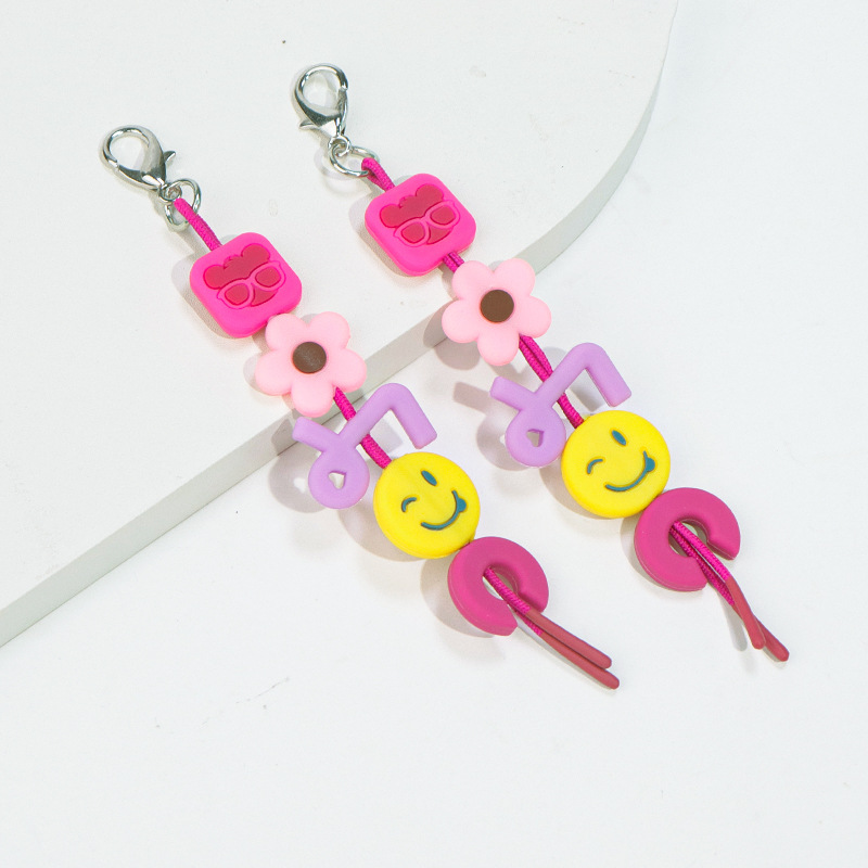 Dopamine long string bead keychain, fashionable and trendy bag accessory, creative and cute small gift Specification image