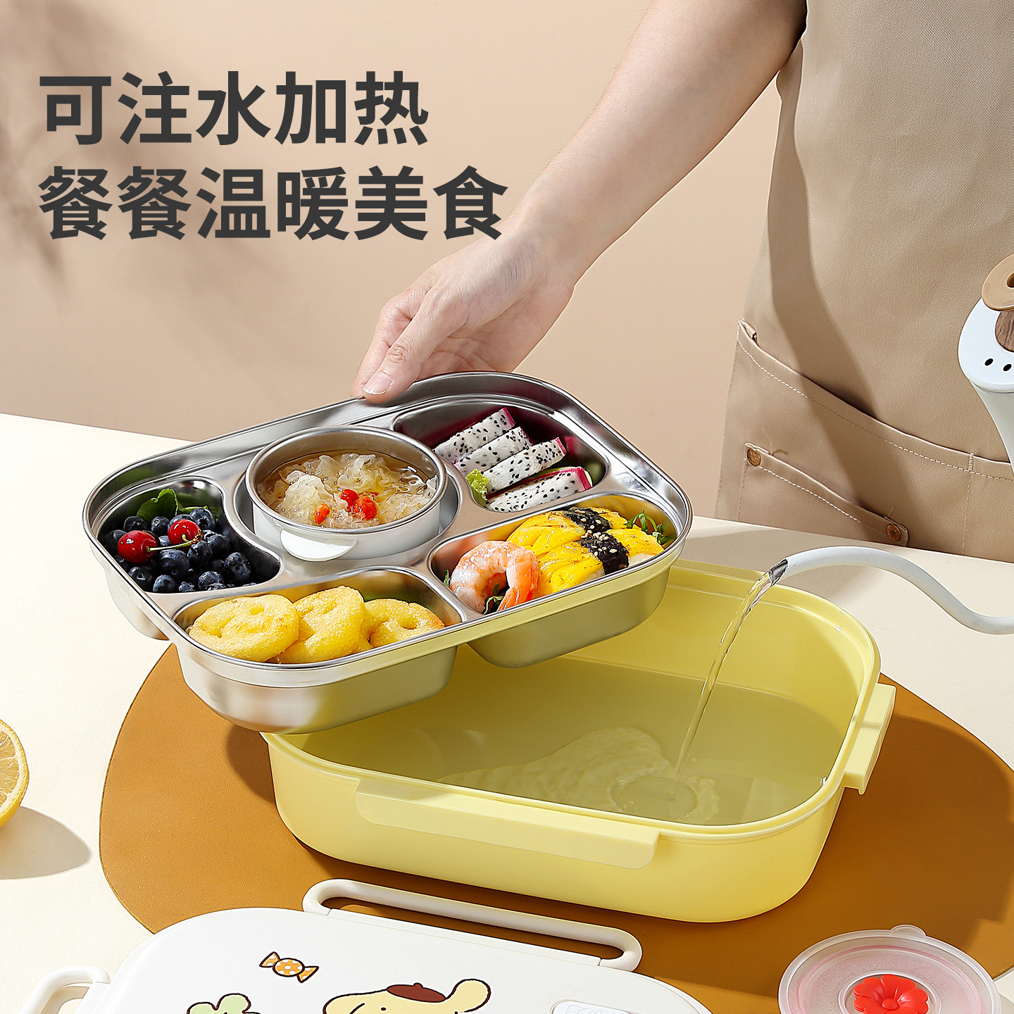 Sanrio food-grade 316 stainless steel student cartoon lunch box for carrying tableware, microwave-sealed bento box Specification image