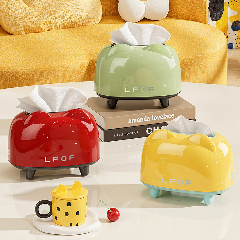 Dopamine desktop tissue box, creative and cute tissue box, high-end, light luxury and sophisticated home napkin box for the living room