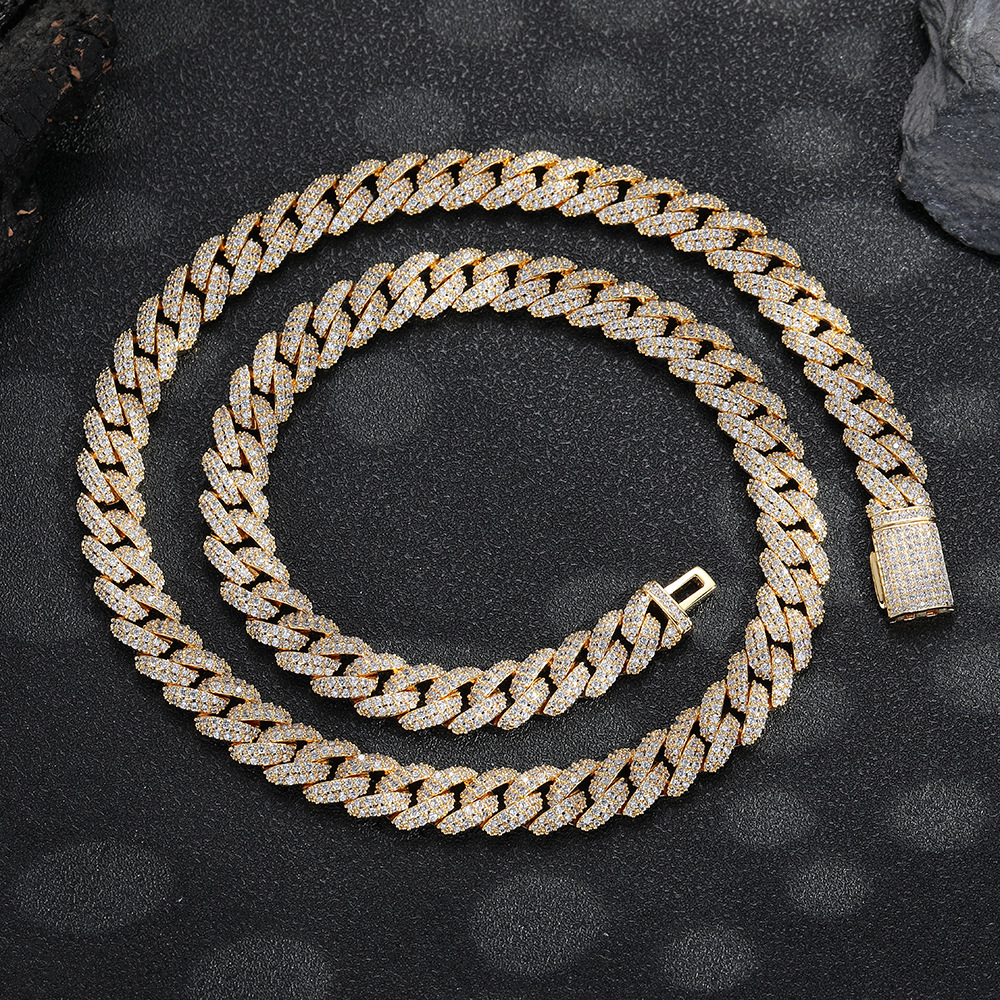 10mm双排锆石泡泡古巴链男士项链个性嘻哈潮酷小众设计感项链饰品细节图