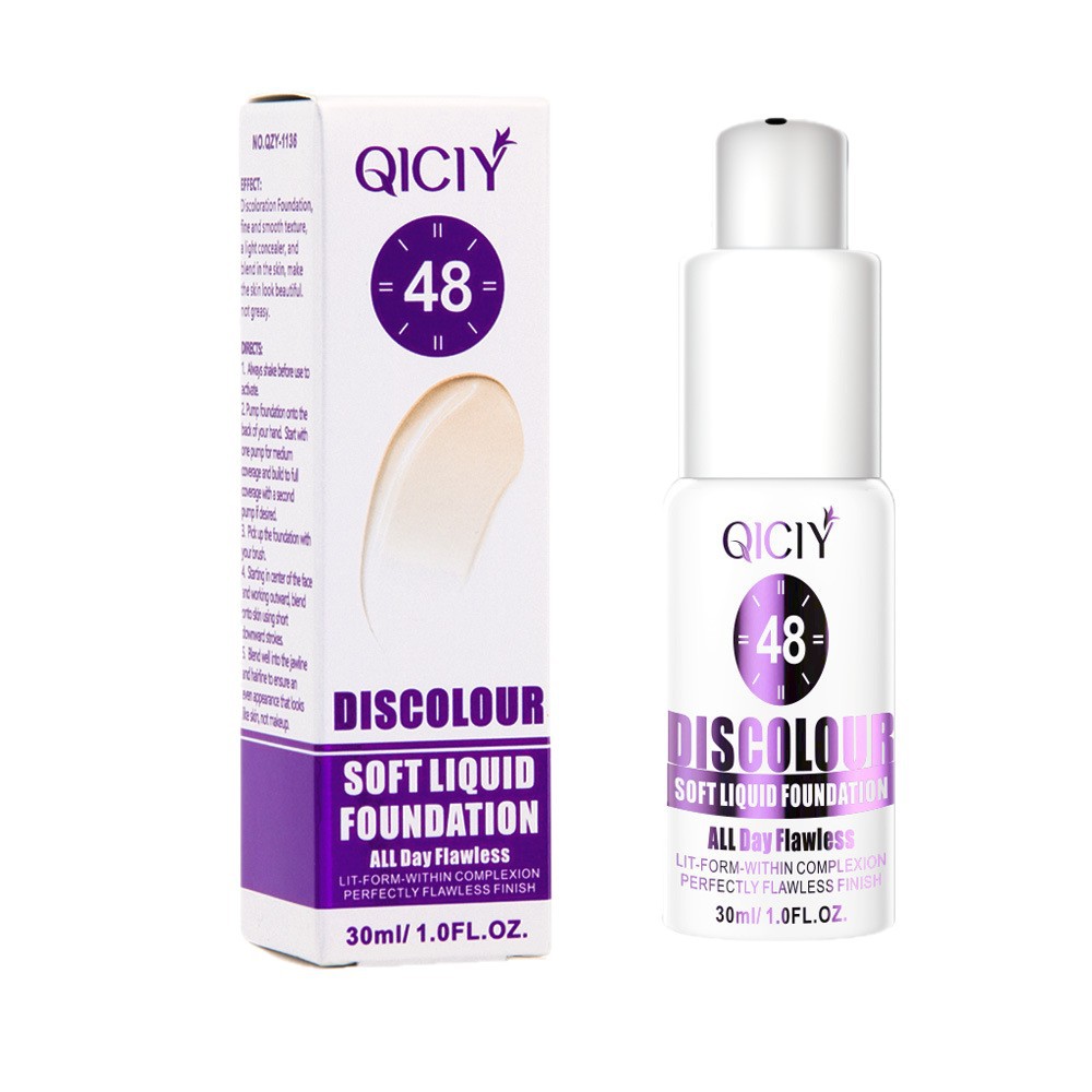 【跨境专供】QICIY温变粉底液滋润遮瑕保湿控油不脱妆粉底液批发白底实物图