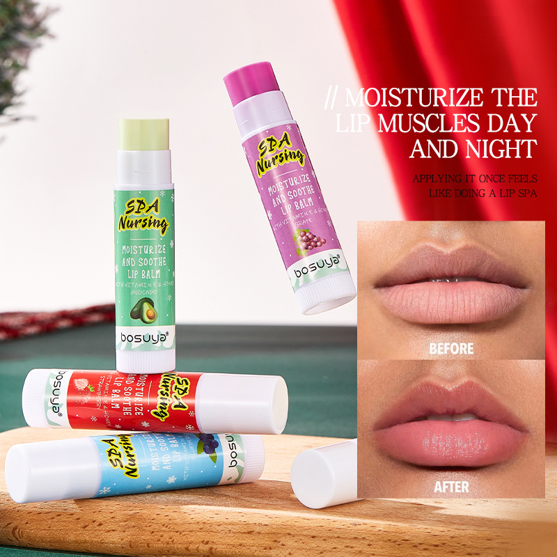 【 Cross-border Exclusive 】bosuya Christmas Lip Balm Hydrates, moisturizes, prevents dryness and cracking, and reduces lip lines. A bestseller on Amazon details Picture