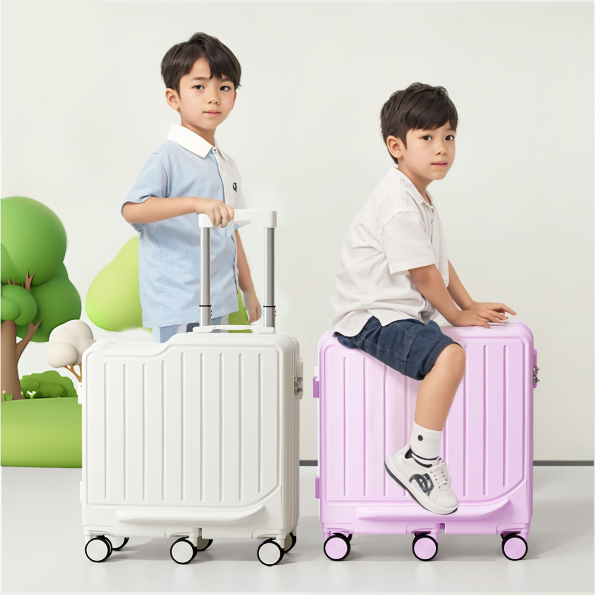The new children's cycling case can be a suitcase with a handle, swivel wheels and 6 wheels