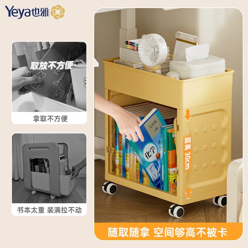 也雅书包置物架学生办公室收纳小推车带轮书架可动学生办公室批发详情图2