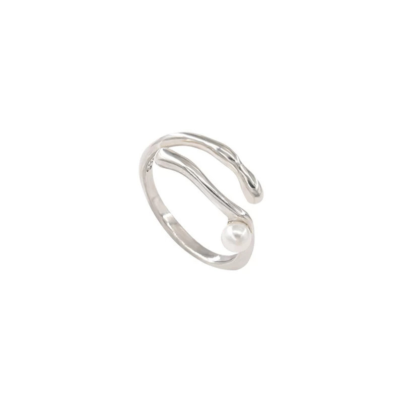 Irregular 12.3 twisted wave pearl ring s925 sterling silver women's ins niche design open index finger ring with a sense of luxury Item Picture