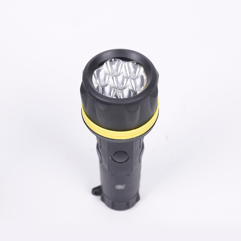 1号电池橡胶塑料强光手电筒防水7led户外手电应急照明手电筒产品图