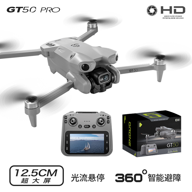 Cross-border GT50 drone remote control large screen high-definition aerial photography brushless obstacle avoidance quadcopter toy aircraft details Picture