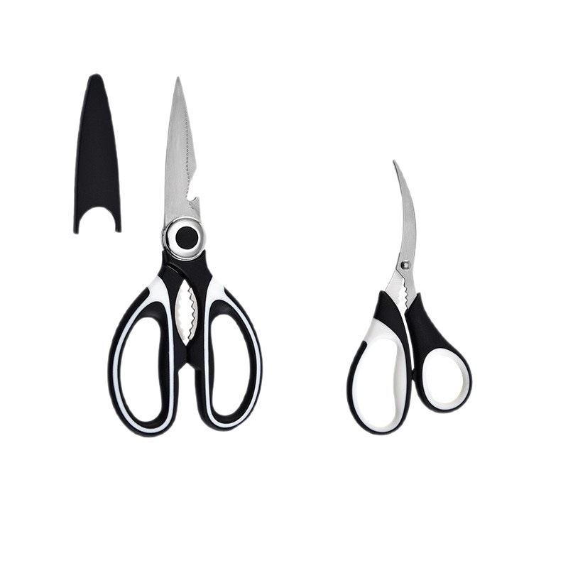 多功能鸡骨剪刀开瓶器核桃夹配刀套剪刀海鲜剪熊猫剪厨房专用剪刀