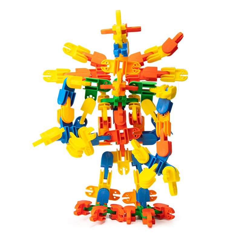 华隆软体扣插DIY桌面益智积木塑料拼插玩具开发智力儿童积木批发白底实物图