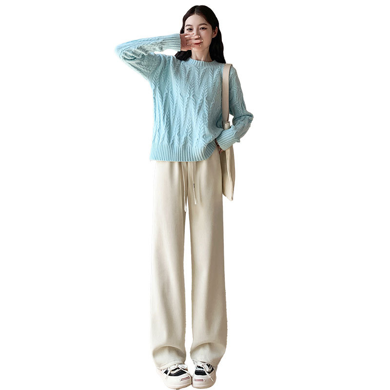 Fleece narrow Chenille wide-leg pants for women's autumn/Winter 2025 new style, with a drape and a short, straight corduroy pants for women Item Picture