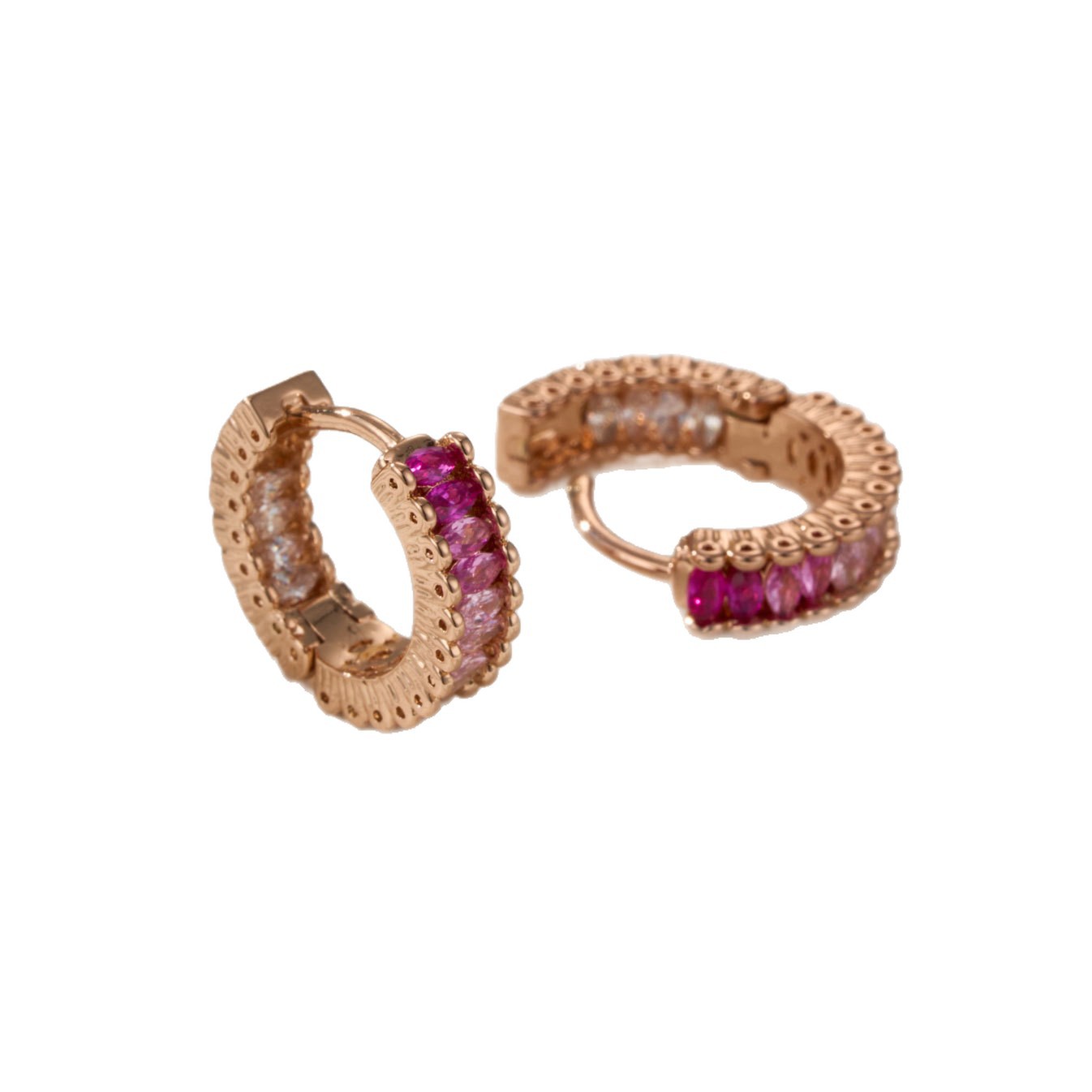Luz de lujo oro rosa degradado rosa morado pendientes de color retro elegancia premium sense aleación de cobre con zirconia nuevas orejeras para mujer Item Picture
