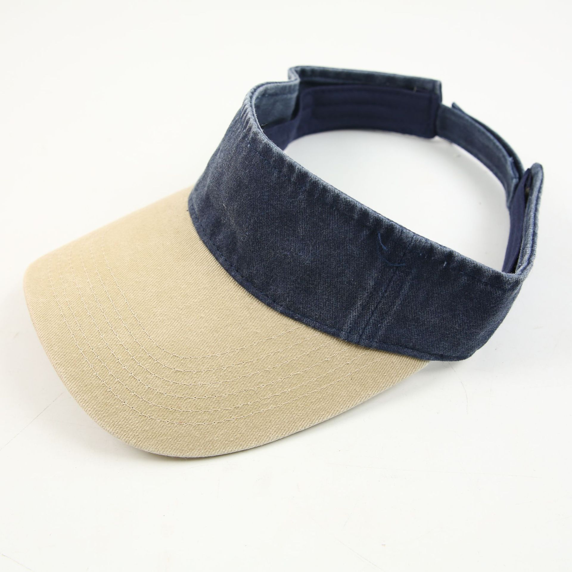 Color-blocked washed open-top hats for men, summer sports running tennis caps, no-top hats, sun protection and shade hats, trendy men details Picture
