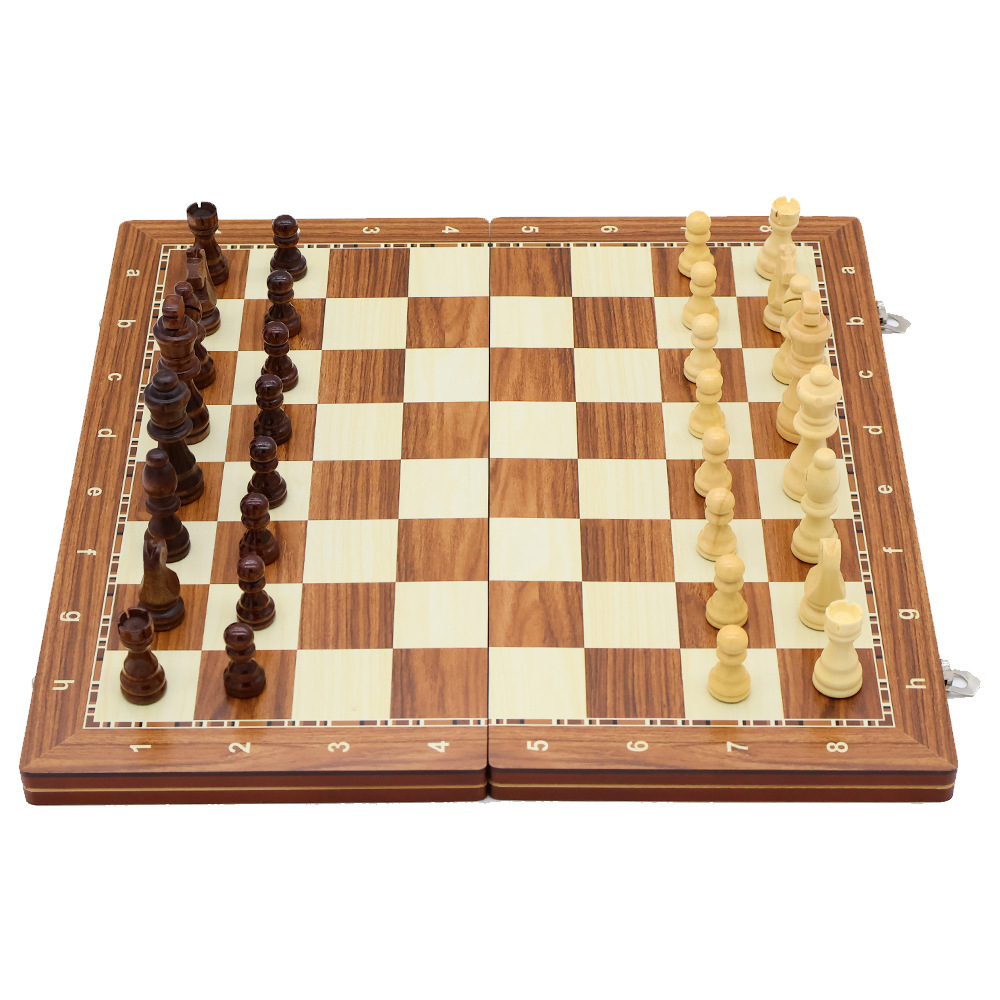 New wooden magnetic chess 3-in-1 set Portable foldable puzzle and competitive board game toy for direct sale details Picture
