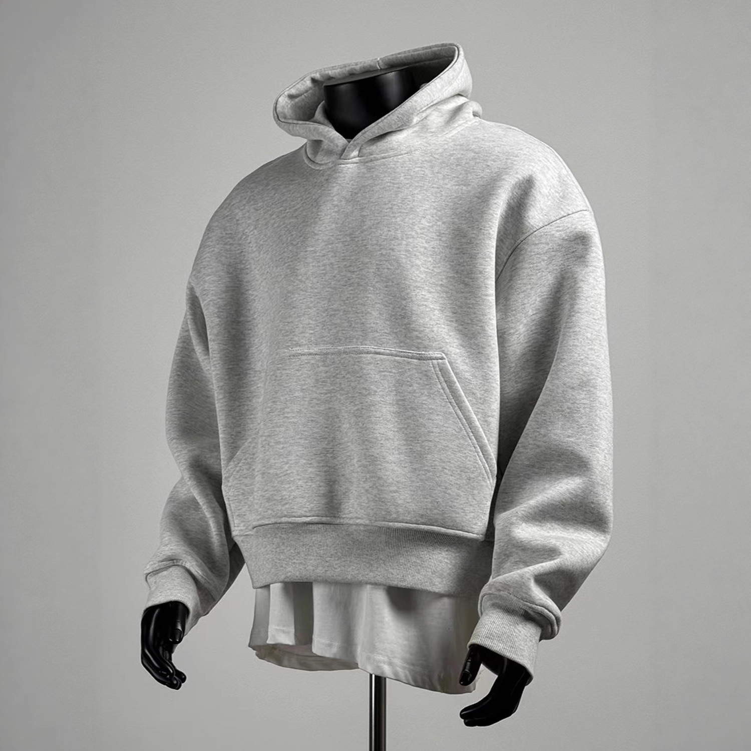 A 450g high-end American cleanfit short hooded sweatshirt for both men and women, loose and thickened full figure