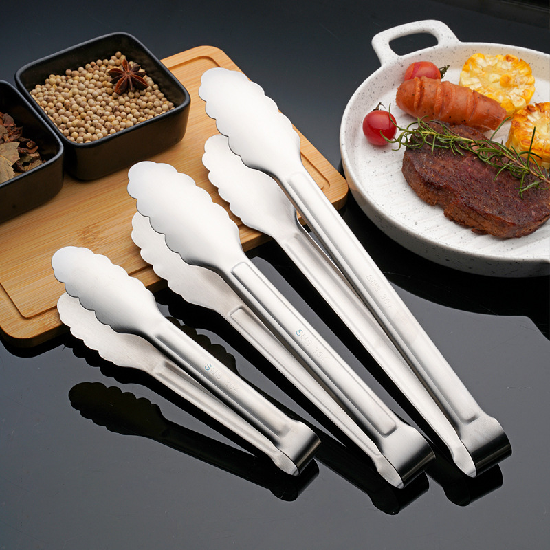 不锈钢梅花夹厨房烧烤牛排夹烤肉面包夹 耐高温防烫食品夹子