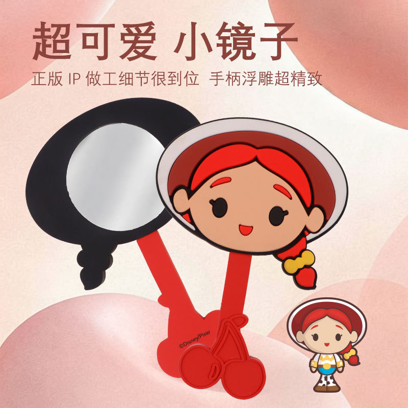 Disney/ Toy Story handheld mirror, portable mini round makeup mirror, cute strawberry Bear mirror details Picture