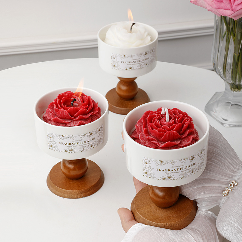 Camellia high-end scented candle gift box, retro ceramic cup wax, niche atmosphere, wedding and birthday gift Specification image
