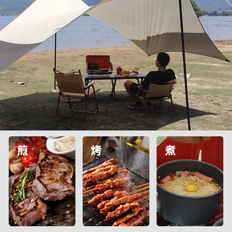 ATLAS Portable gas grill, outdoor camping barbecue grill, foldable gas double-head grill, home cooking Application Scenario