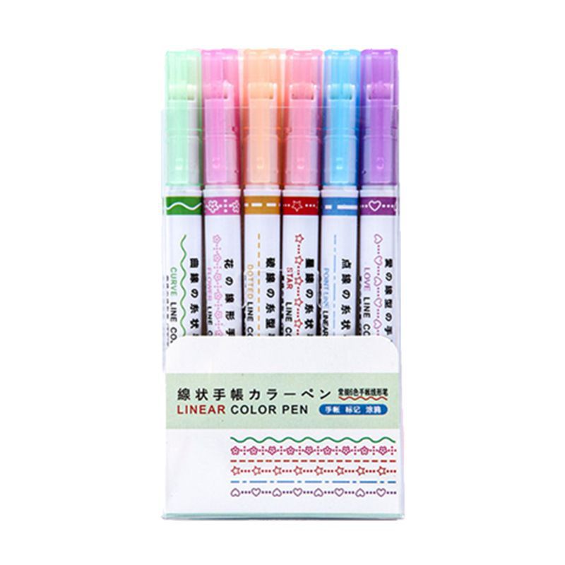 ويرسم الطلاب الأقلام الفلورية المتموجة ذات اللون 6 أقلام منحنية ديية ذات حوافر يدوية Item Picture
