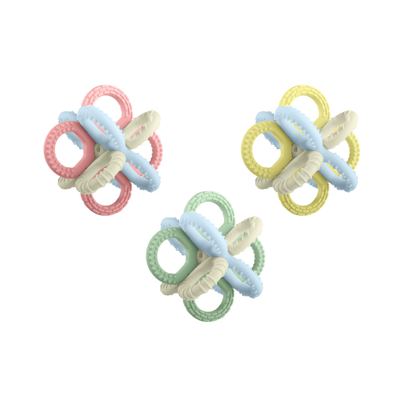 婴儿硅胶喂养餐具/彩虹多巴胺硅胶/家政保洁相关用品/新生儿礼盒套装白底实物图